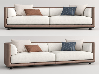 Modern Double Sofa Leather Double Sofa Multiplayer Sofa 3d model