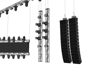 Stage Lighting Setup With Hanging Downlights And Spotlights On Truss Structure 3d model