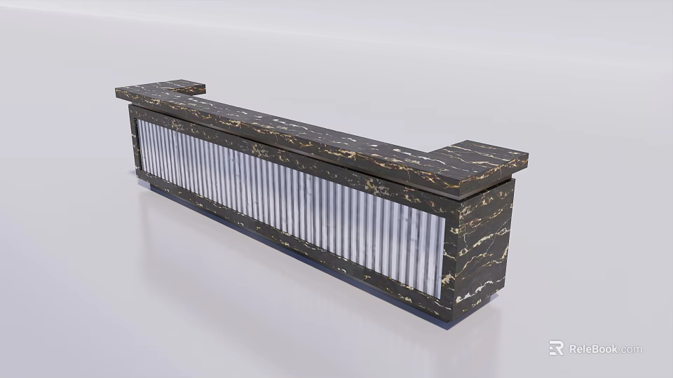 Modern Reception Desk With Marble Top And Glass Panel Interior Design Style 3d model 