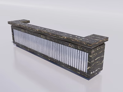 Modern Reception Desk With Marble Top And Glass Panel Interior Design Style 3d model