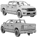 Red RAM Crew Cab Pickup Truck With Alloy Wheels And Tailgate Design