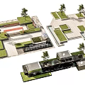 Contemporary Park Landscape Design With Green Spaces Trees Walkways And Seating Areas
