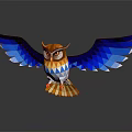 Origami Style Game And Movie Character Owl With Blue Wings Orange Body And Reflection