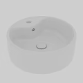 White Round Above Counter Washbasin With Smooth Surface And Drain Hole