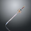 Fantasy Ornate Sword With Golden Hilt Blue Accents And Engraved Blade