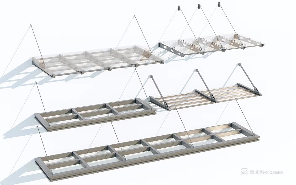 Modern Outdoor Sunshade Structures With Adjustable Metal Frames And Transparent Panels 3d model