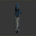 Sci Fi Blue Weapon with Scope Circular Component and Glowing Core Design 3d model