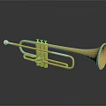 Shiny Golden Brass Trumpet with Reflective Surface for Home Decoration