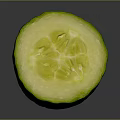 Fresh Green Striped Cucumber with Sliced Half Showing Yellow Flesh and Seeds