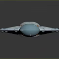 Blue Circular Flying Saucer With Green Dome And Surrounding Green Dots