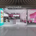 Marsstea Milk Tea Shop With Pink White Interior Open Counter Seating And Colorful Drinks