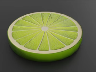 Fresh Green Lime Slice Citrus Fruit With White Inner Rind And Segmented Pulp 3d model