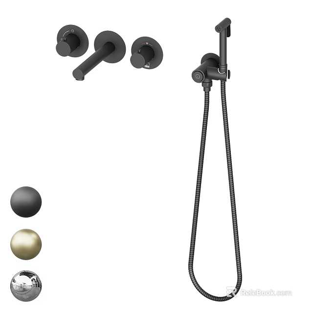 Matte Black Modern Shower System With Handheld Fixed Head Control Valve And Color Options 3d model