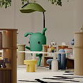 Natural Wood Kids Tables With Cute Colorful Seats For Bright Plant Decorated Children Activity Space