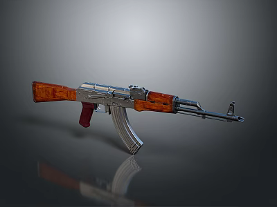 Classic Rifle Weapon With Wooden Stock Metal Components And Red Grip 3d model