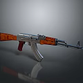 Classic Rifle Weapon With Wooden Stock Metal Components And Red Grip