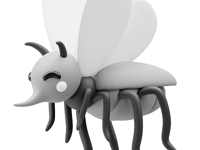 Cute Cartoon Aquatic Animal Jellyfish With Big Eyes And Long Tentacles 3d model