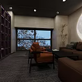 Modern Bar Interior With Neon Sign Purple Sofa And Wine Bottles On Shelves