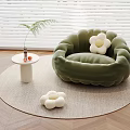 Cream Style Lazy Sofa Bean Bag Sofa Sunflower Pillow 3d model