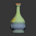 Textured Transparent Household Glass Bottle With Cork Stopper And Decorative Label