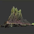 Vibrant Colorful Plant Structure With Hill Like Shape Purple Pink Base And Green Yellow Foliage