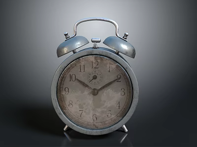 Vintage Alarm Clock With Two Bells Metal Frame And Classic Dial 3d model