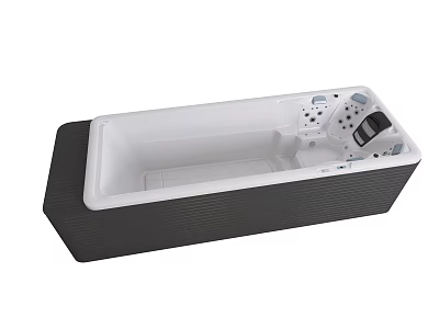 Modern Massage Bathtub With White Interior Black Exterior Jets And Control Panel 3d model
