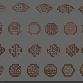 Traditional Wooden Carved Lattice Windows With Diverse Ornate Patterns And Shapes