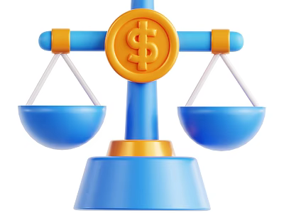 Blue Balance Scale With Gold Dollar Sign Coin And Two Balanced Blue Pans 3d model