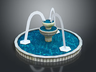 Garden Ornament Circular Fountain With Multi Tiered Design And White Water Streams 3d model