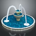 Garden Ornament Circular Fountain With Multi Tiered Design And White Water Streams