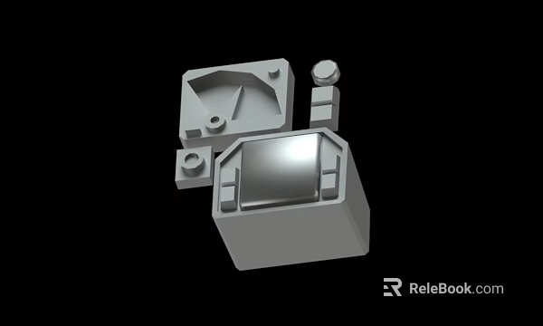 Mechanical Component 3D Model Featuring Gray Dashboard Knob And Square Structure Design 3d model 