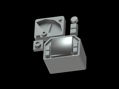 Mechanical Component 3D Model Featuring Gray Dashboard Knob And Square Structure Design 3d model