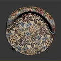 Classic Upholstered Stool Design With Floral Cushion And Curved Wooden Legs