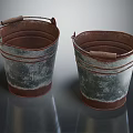 Two Rustic Metal Buckets With Handles For Washing Daily Use
