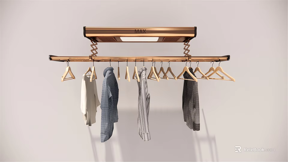 Golden Metal Clothes Hanger with Built in LED Light Hanging Shirts Coats and Garments 3d model 