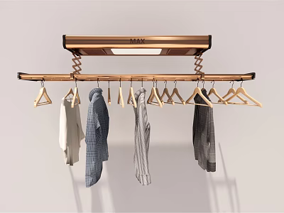 Golden Metal Clothes Hanger with Built in LED Light Hanging Shirts Coats and Garments 3d model