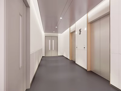 modern style office space elevator hall 3d model