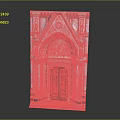Classic Architectural Design Featuring Ornate Arched Doorway And Wooden Door With Colorful Decorations