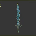 Fantasy Warrior Character And Magical Creature Using Blue Crystal Sword With Sharp Blade 3d model