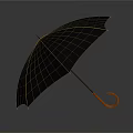 Black Umbrella With Orange Curved Handle For Daily Life Use And Rain Protection