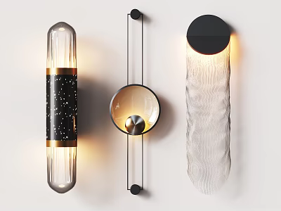 Modern Wall Lamps With Unique Glass Shades And Metal Design Details 3d model