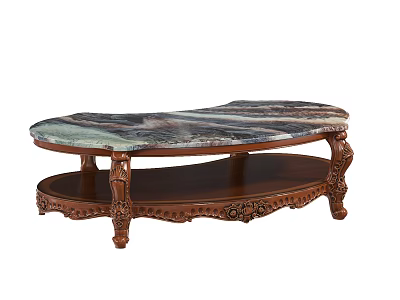 Antique Coffee Table With Marble Top And Carved Wooden Legs Design 3d model
