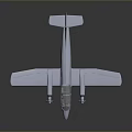 Small Gray Aircraft Model With Two Propellers And Mounts Under Wings On Dark Reflective Background 3d model