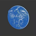 Silver Round Jewelry Piece With Elephant Carving Intricate Design And Shiny Surface On Dark Background