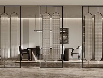 Modern screen partition glass partition 3d model