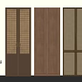 Minotti Modern Wardrobe Doors Design With Wooden Rattan Lattice And Metal Accents