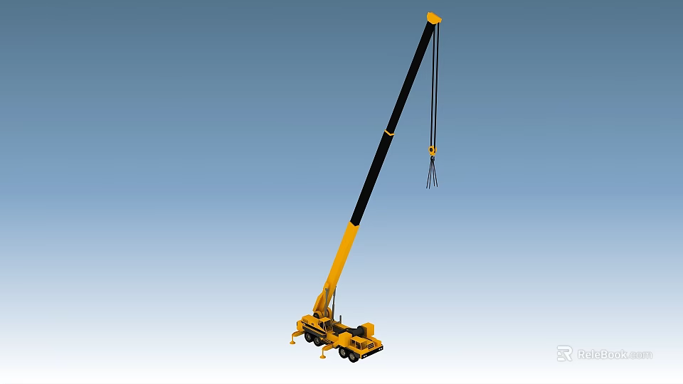 Yellow Utility Vehicle Crane Featuring Extended Boom and Heavy Duty Design 3d model 