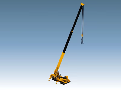 Yellow Utility Vehicle Crane Featuring Extended Boom and Heavy Duty Design 3d model