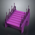 Purple Architectural Staircase With Spiked Railings And Unique Step Design